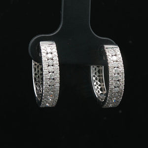 14k White Gold and 1cttw Diamond Small Hoop Earrings