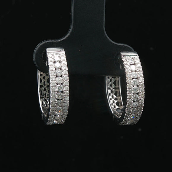 14k White Gold and 1cttw Diamond Small Hoop Earrings