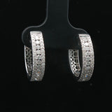 14k White Gold and 1cttw Diamond Small Hoop Earrings