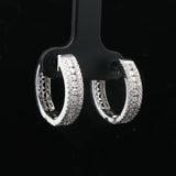14k White Gold and 1cttw Diamond Small Hoop Earrings