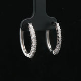 14k White Gold and 0.50cttw Diamond Small Oval Hoop Earrings