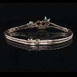 14k Yellow Gold Emerald and Diamond Vintage Ladies Bracelet Italy 7"