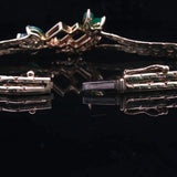 14k Yellow Gold Emerald and Diamond Vintage Ladies Bracelet Italy 7"