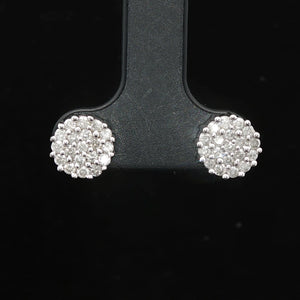 14k White Gold and 1cttw Diamond Cluster Stud Earrings