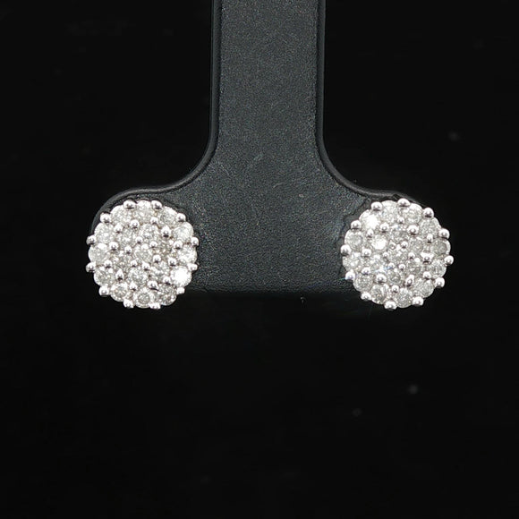 14k White Gold and 1cttw Diamond Cluster Stud Earrings