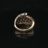 18k Yellow Gold Blue Sapphire and Diamond Bypass Bombe Ring Size 9