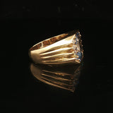 18k Yellow Gold Blue Topaz and Diamond 11.9g Ring Size 8