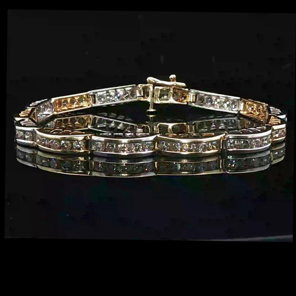 14k Yellow and White Gold 3cttw Diamond Curved Link Bracelet 7.25