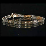 14k Yellow and White Gold 3cttw Diamond Curved Link Bracelet 7.25"