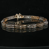 14k Yellow and White Gold 3cttw Diamond Curved Link Bracelet 7.25"
