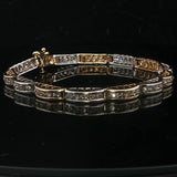 14k Yellow and White Gold 3cttw Diamond Curved Link Bracelet 7.25"