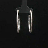 14k White Gold and 1cttw Diamond Hoop Earrings 1.25"