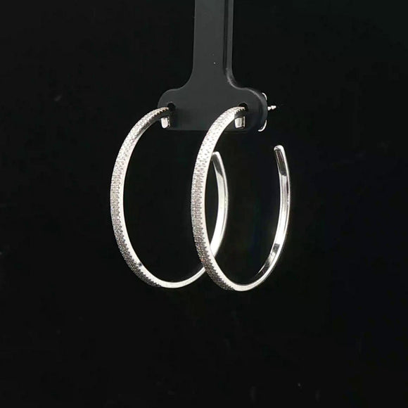 14k White Gold and 1cttw Diamond Hoop Earrings 1.25