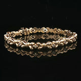 14k Yellow Gold and Diamond 16.5g Solid Vintage Bow Link Bracelet 6.75"