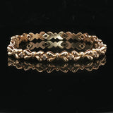 14k Yellow Gold and Diamond 16.5g Solid Vintage Bow Link Bracelet 6.75"