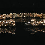 14k Yellow Gold and Diamond 16.5g Solid Vintage Bow Link Bracelet 6.75"