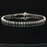 14k White Gold and 3.5cttw Diamond Vintage Tennis Bracelet Italy 6.75"