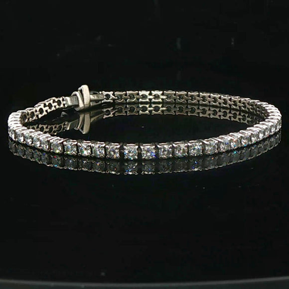 14k White Gold and 3.5cttw Diamond Vintage Tennis Bracelet Italy 6.75