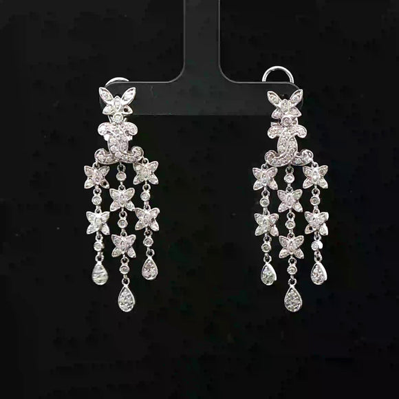 14k White Gold and 2cttw Diamond Vintage Drop Dangle Earrings 2