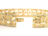 18k Yellow Gold and 4.44ct Diamond Panel Link 31g Vintage Bracelet 6.75"