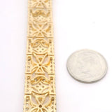 18k Yellow Gold and 4.44ct Diamond Panel Link 31g Vintage Bracelet 6.75"