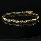 14k Yellow Gold and 1.5cttw Baguette Diamond Link Bracelet 7.25"