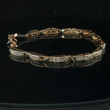 14k Yellow Gold and 2cttw Diamond 10.8g Fancy Link Bracelet 7.75"