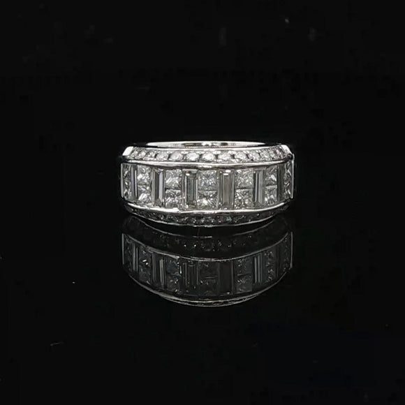 18k White Gold and 2cttw Diamond Heavy Vintage Ladies Ring Size 6