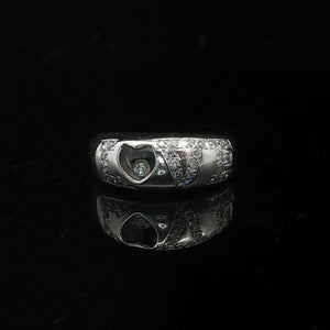 Chopard 18k White Gold and Floating Diamond Happy Love Ring Size 9