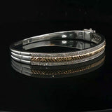 14k White and Yellow Gold Diamond Solid Heavy 22.4g Bangle Bracelet 6.75"