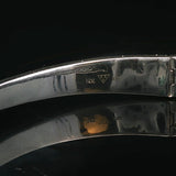 14k White and Yellow Gold Diamond Solid Heavy 22.4g Bangle Bracelet 6.75"