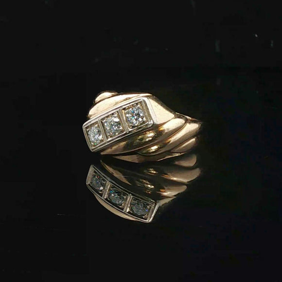 14k Yellow Gold and 0.75cttw Diamond Men's Vintage Ring Size 9.5