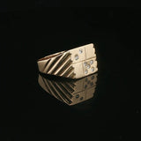 14k Yellow Gold and Diamond Men's Vintage "7" Signet Pinky Ring Size 9