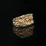 14k Yellow Gold and 0.50cttw Diamond 13.6g Heavy Nugget Ring Size 6