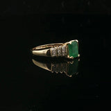 14k Yellow Gold Emerald and 0.20cttw Diamond Ladies Ring Size 8