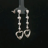 18k White Gold and 0.50cttw Diamond Heart Dangle Drop Earrings 1.5"