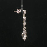 18k White Gold and 0.50cttw Diamond Heart Dangle Drop Earrings 1.5"