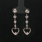 18k White Gold and 0.50cttw Diamond Heart Dangle Drop Earrings 1.5"