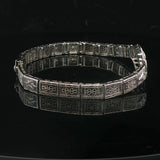 14k White Gold and Diamond Vintage Intricate Filigree Bracelet 7.25"