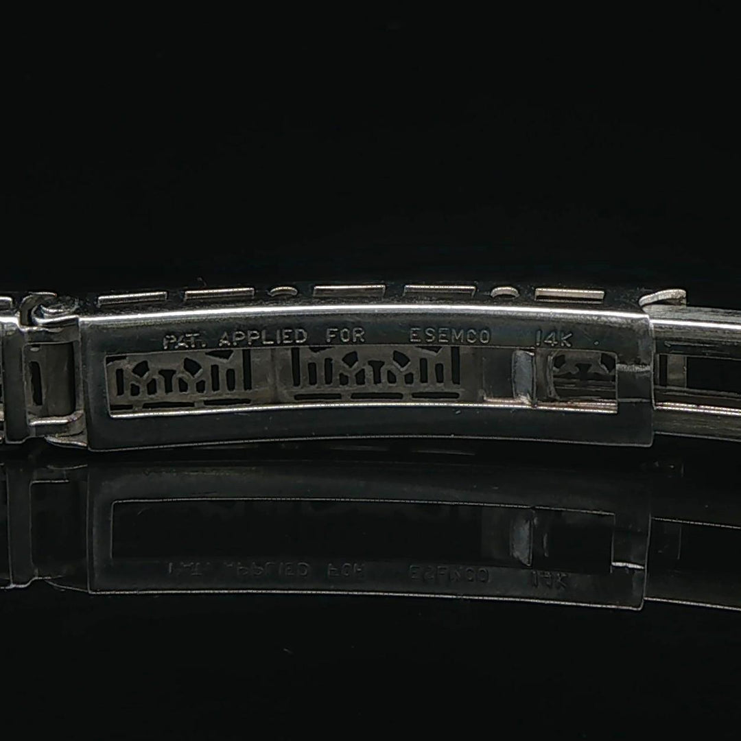 14k White Gold and Diamond Vintage Intricate Filigree Bracelet 7.25"