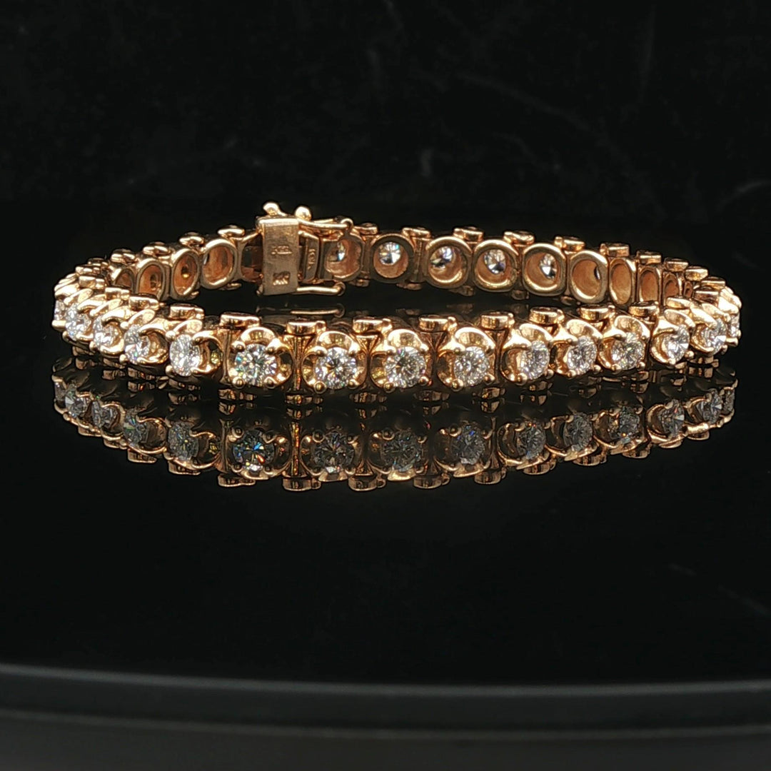 14k Yellow Gold and 3cttw Diamond Solid Vintage Link Bracelet 6.25"