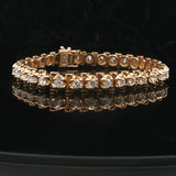 14k Yellow Gold and 3cttw Diamond Solid Vintage Link Bracelet 6.25"