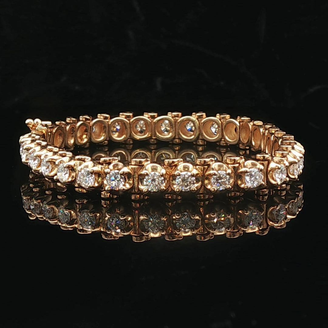 14k Yellow Gold and 3cttw Diamond Solid Vintage Link Bracelet 6.25"
