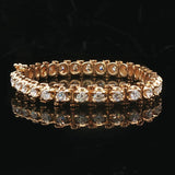 14k Yellow Gold and 3cttw Diamond Solid Vintage Link Bracelet 6.25"