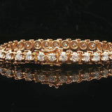 14k Yellow Gold and 3cttw Diamond Solid Vintage Link Bracelet 6.25"