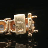 14k Yellow Gold and 3cttw Diamond Solid Vintage Link Bracelet 6.25"