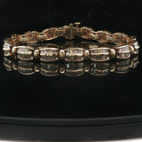 14k Yellow Gold and 2.5cttw Baguette Cut Diamond Link Bracelet 6.75"