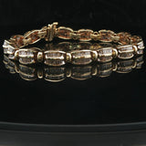 14k Yellow Gold and 2.5cttw Baguette Cut Diamond Link Bracelet 6.75"