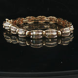 14k Yellow Gold and 2.5cttw Baguette Cut Diamond Link Bracelet 6.75"
