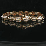 14k Yellow Gold and 2.5cttw Baguette Cut Diamond Link Bracelet 6.75"